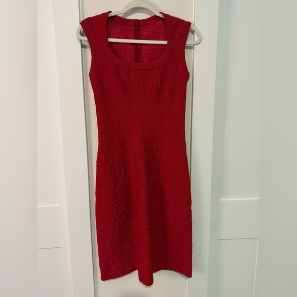 ALAIA Red Textured MIDI Scoop Neck Sleeveless A Line Dress Size 40 US 6 | 8 - Picture 7 of 16